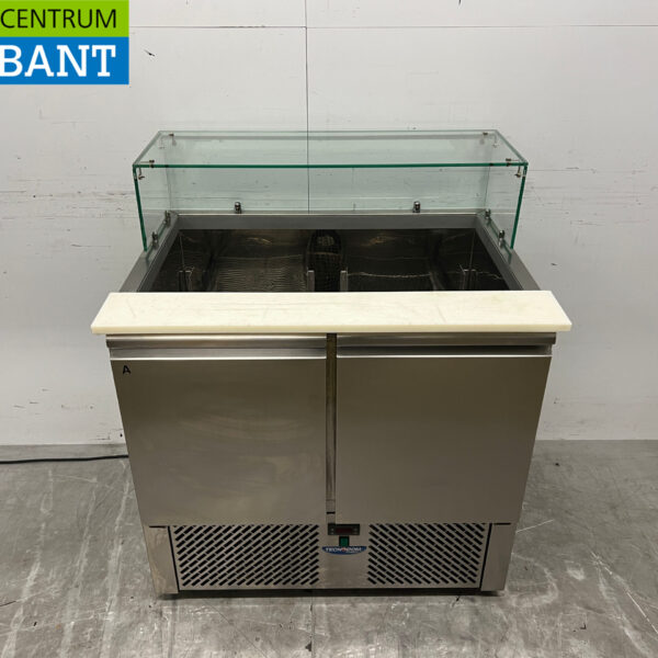 Stainless steel Tecnodom Refrigerated Workbench Saladette 2 doors 90,5 cm 230V Horeca