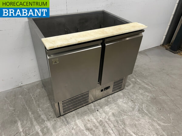 Stainless steel Refrigerated Workbench Saladette 2 doors 90 cm 230V Horeca - Image 3