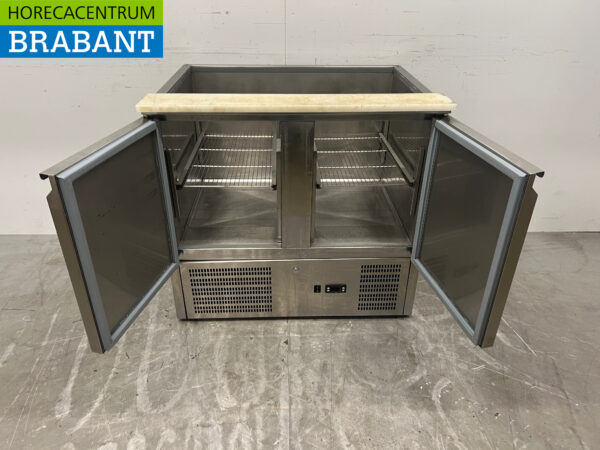 Stainless steel Refrigerated Workbench Saladette 2 doors 90 cm 230V Horeca - Image 5