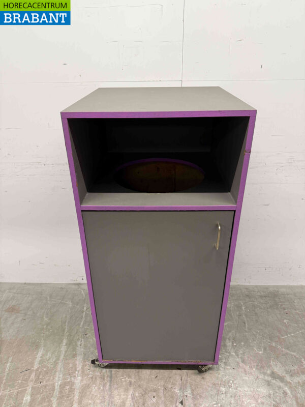 Mobile wooden Trash can Garbage can 59 cm Catering