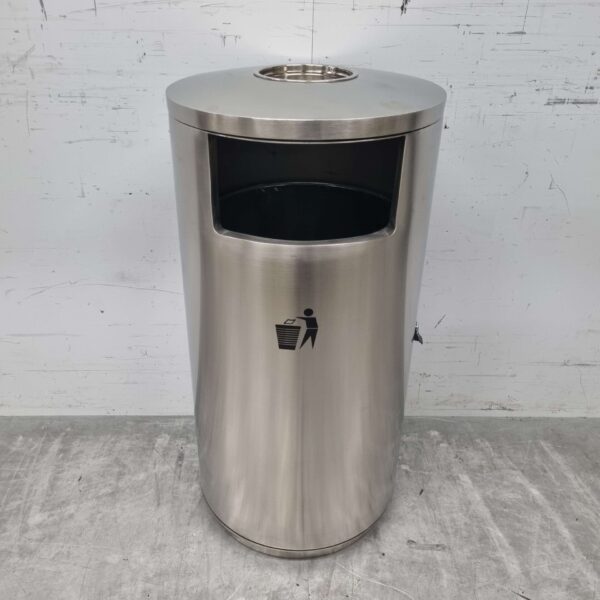 Combisteel Brushed stainless steel Trash can waste garbage can with ashtray 72.5 ltr Catering