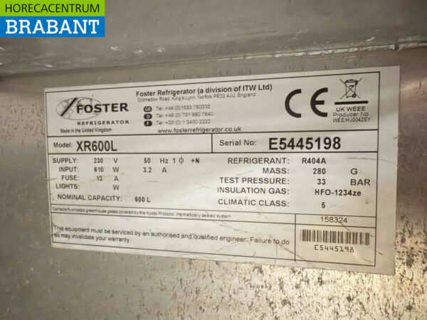 Foster stainless steel Refrigerator Cooling 600 liters 230V Catering - Image 5