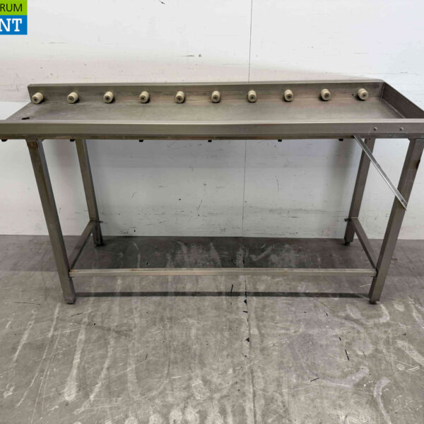 Stainless steel draining table / roller conveyor tbv pass through dishwasher 168 cm Horeca