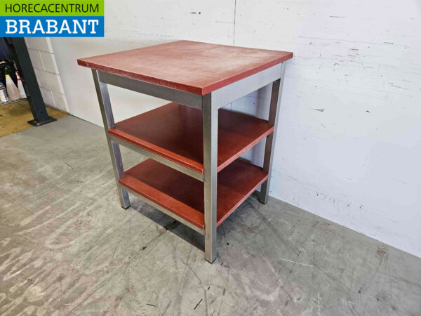 Stainless steel Polyethylene PE Cutting Table Work Table 70 x 70 x 87 cm Catering Butchery - Image 2