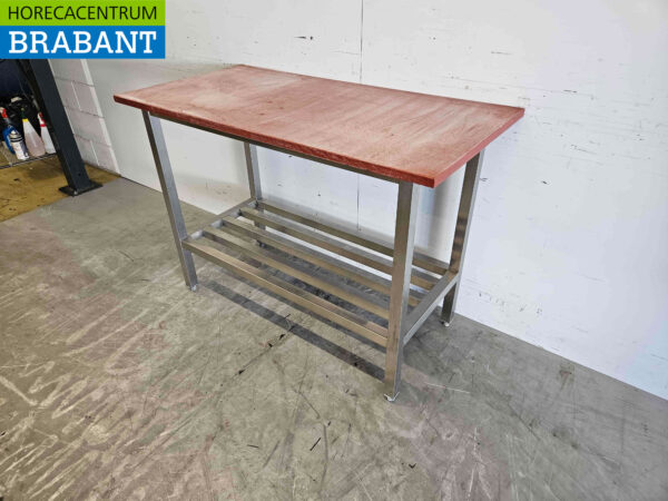 Stainless steel Polyethylene PE Cutting Table Work Table 124.5 x 62.5 x 89 cm Catering Butchery - Image 2