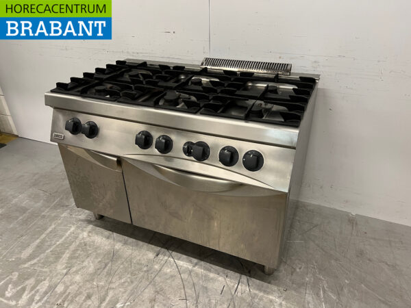 Stainless steel Zanussi 6 burner stove with oven GAS Catering - Image 2