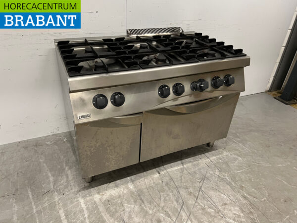 Stainless steel Zanussi 6 burner stove with oven GAS Catering - Image 3