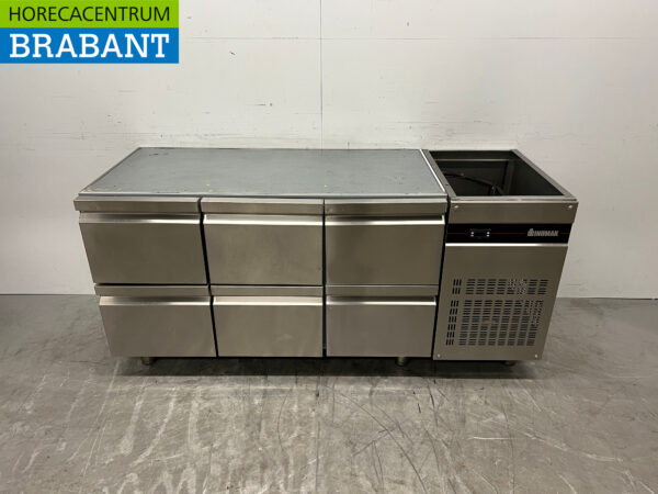 Stainless steel Inomak refrigerated workbench 6 drawer 178.5 cm 230V Horeca