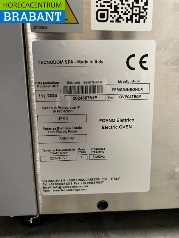Stainless steel Tecnodom Hot air oven Convection oven 4 x 1/1 GN 230V Horeca - Image 5
