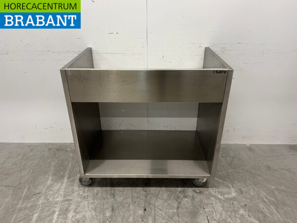 Stainless steel Saro Mobile work table with raised edge 96 x 60 x 92 cm Catering
