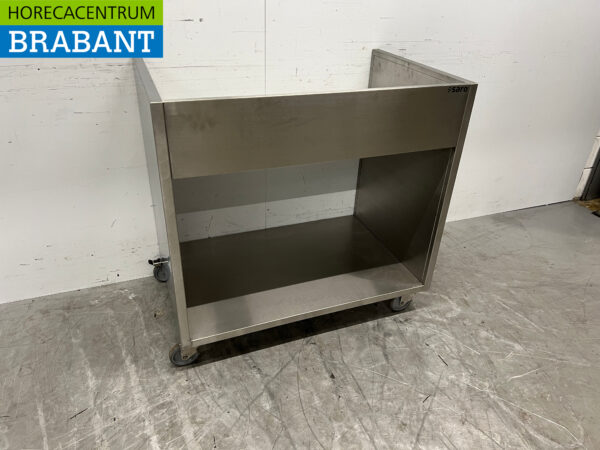 Stainless steel Saro Mobile work table with raised edge 96 x 60 x 92 cm Catering - Image 3