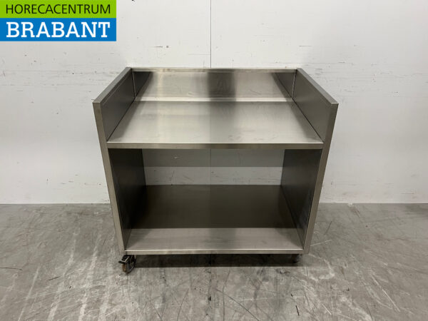 Stainless steel Saro Mobile work table with raised edge 96 x 60 x 92 cm Catering - Image 4