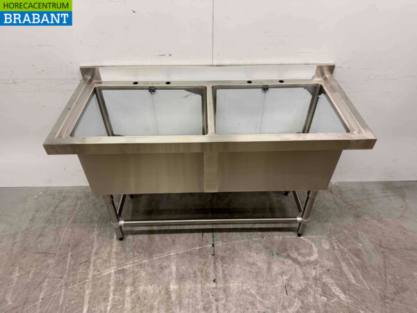 Stainless steel sink Vogue CF406 Double sinks 141 cm Catering - Image 3