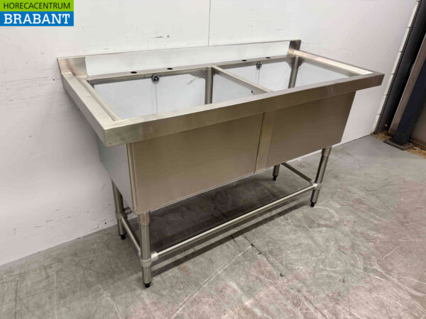Stainless steel sink Vogue CF406 Double sinks 141 cm Catering - Image 4