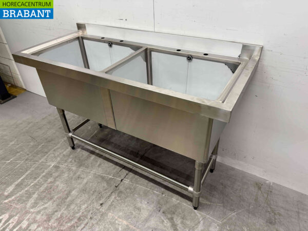 Stainless steel sink Vogue CF406 Double sinks 141 cm Catering - Image 5