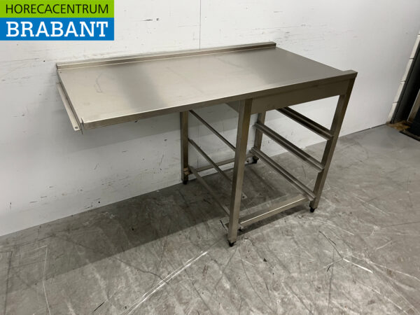 Stainless Steel Drainage Table T.B.V. Slide Through Dishwasher 122 cm Horeca - Image 3