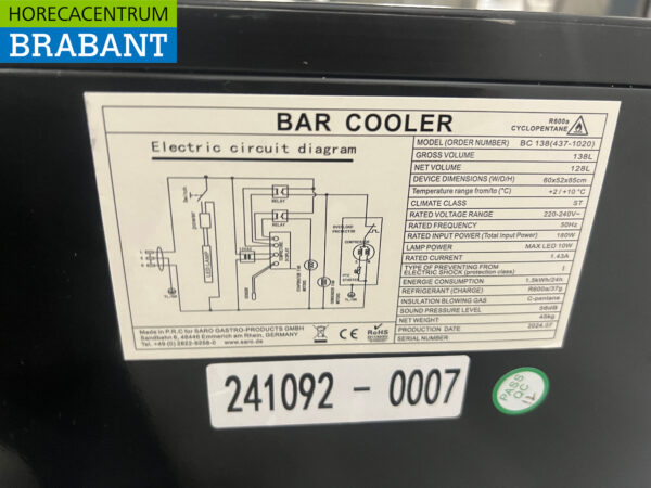 Saro Bar Cooler Back bar cooler 1 door 230V Catering - Image 5