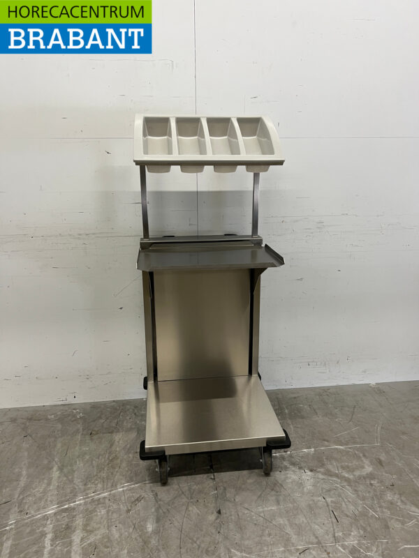 Stainless steel Mobile Lowerator Serving Cart with Cutlery Tray Catering