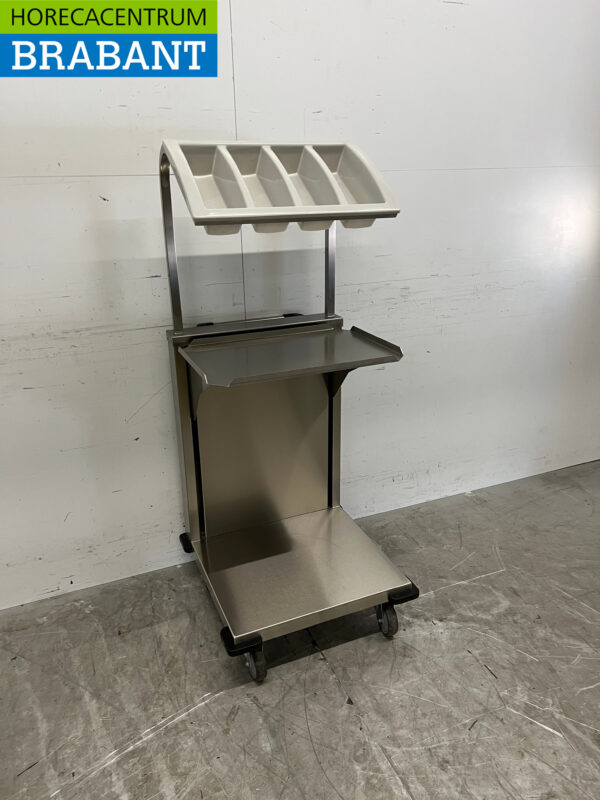 Stainless steel Mobile Lowerator Serving Cart with Cutlery Tray Catering - Image 2