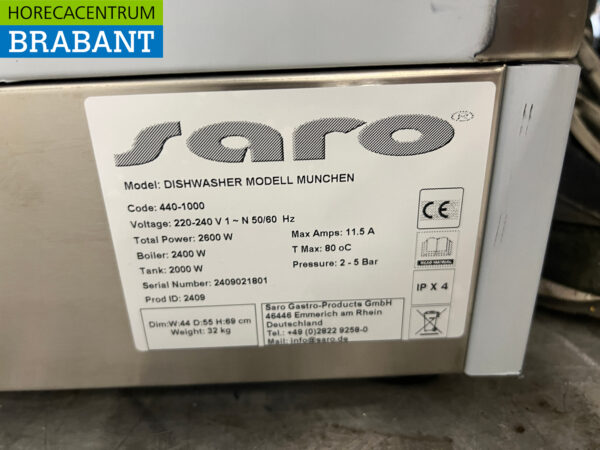 Stainless steel Saro Glass washer with soap dispensing pump 230V Catering - Image 7