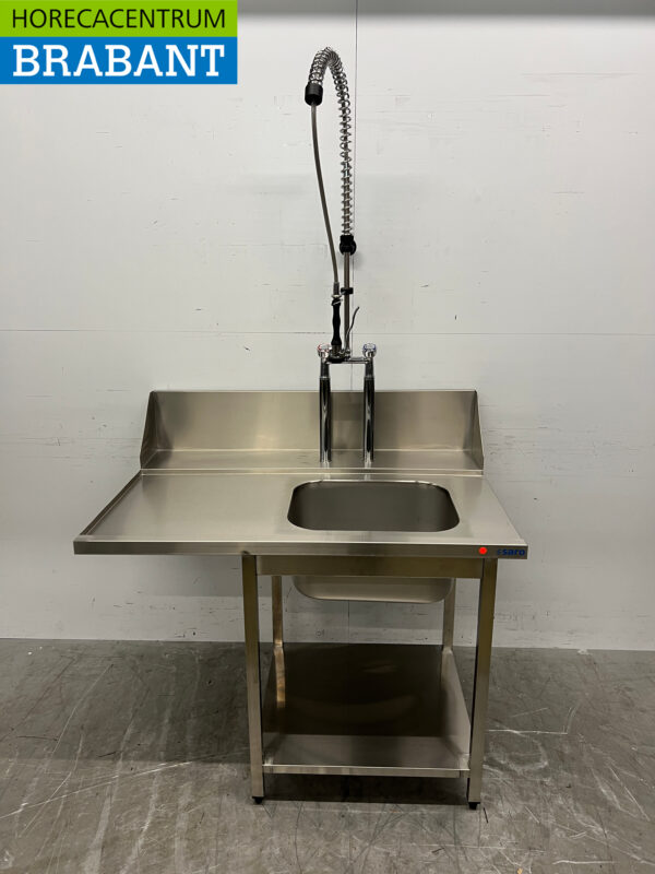 Stainless steel Saro Feed table with pre-rinse shower 120 cm Horeca