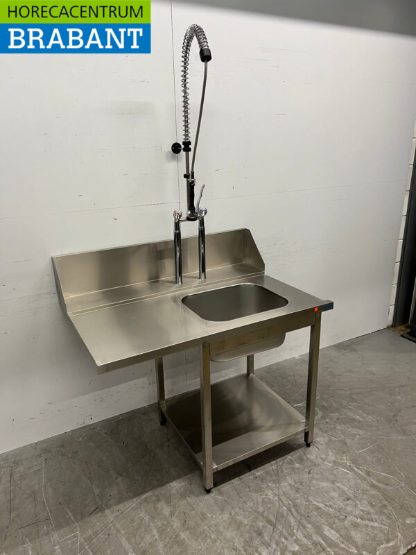 Stainless steel Saro Feed table with pre-rinse shower 120 cm Horeca - Image 3