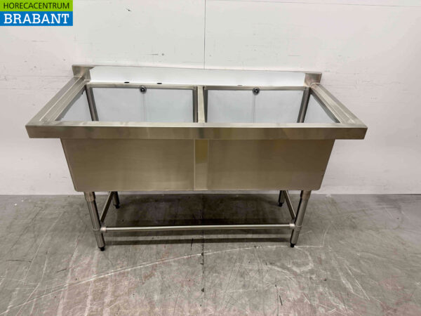 Stainless steel sink Vogue CF406 Double sinks 141 cm Catering - Image 2