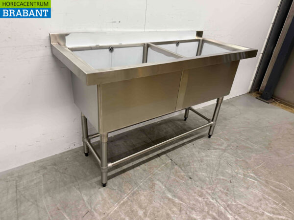 Stainless steel sink Vogue CF406 Double sinks 141 cm Catering - Image 3