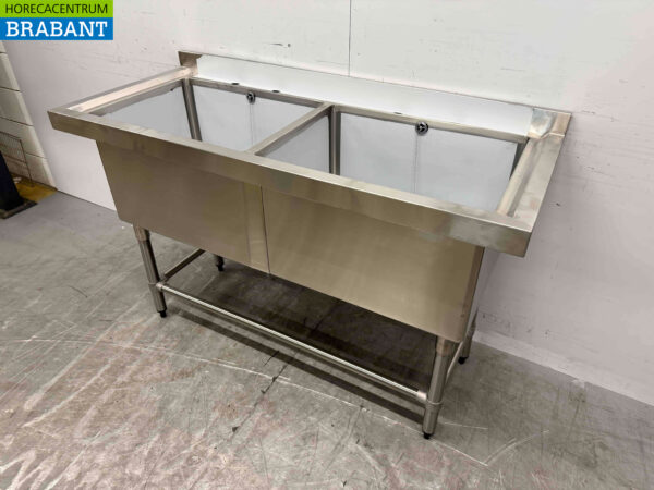 Stainless steel sink Vogue CF406 Double sinks 141 cm Catering - Image 4