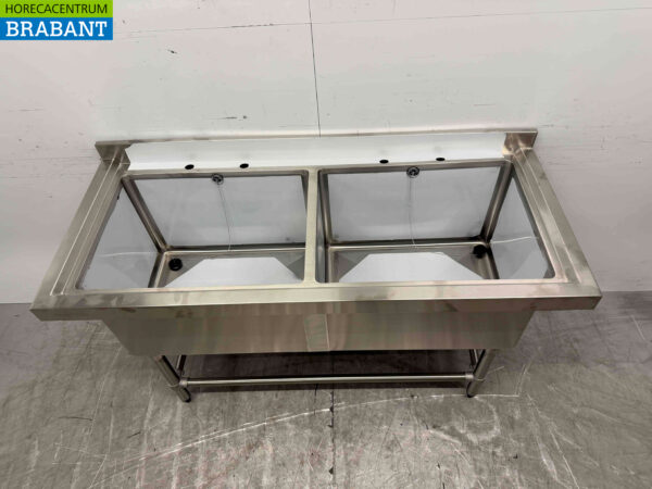 Stainless steel sink Vogue CF406 Double sinks 141 cm Catering - Image 5