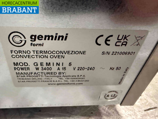 Stainless steel Gemini Forni Hot Air Convection Oven 230V Catering - Image 6
