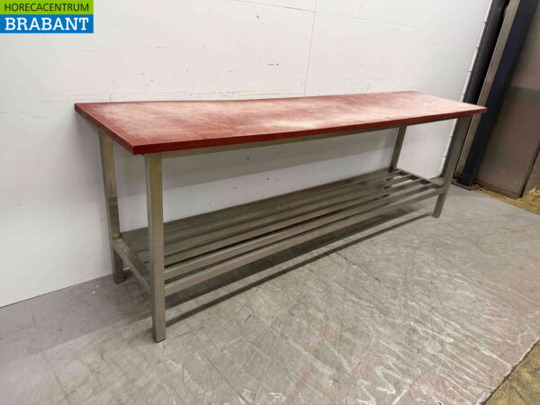 Stainless steel Cutting Table Polyethylene PE 242 x 60 x 85.5 cm Catering Butchery - Image 2