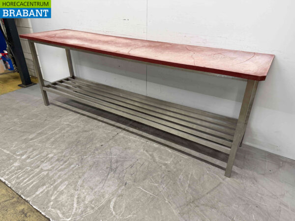 Stainless steel Cutting Table Polyethylene PE 242 x 60 x 85.5 cm Catering Butchery - Image 3