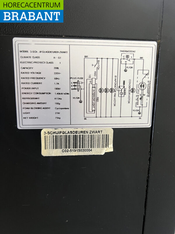 Bar cooling Backbar cooling 3 sliding doors 133,5 cm 230V Horeca - Image 5