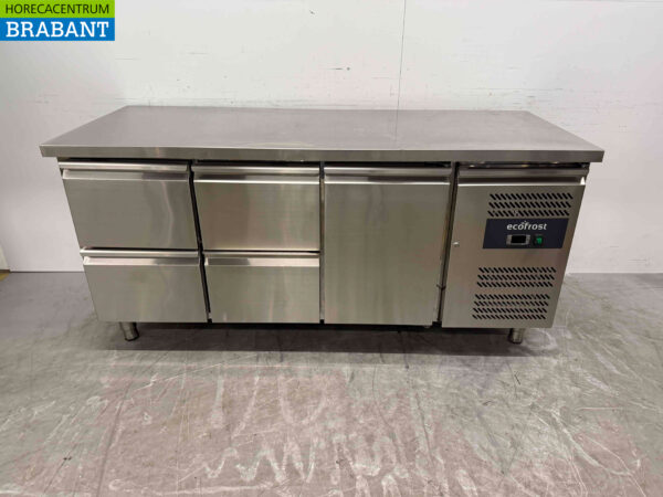 Stainless steel Ecofrost refrigerated workbench 4 drawers and 1 door 179.5 230V Horeca
