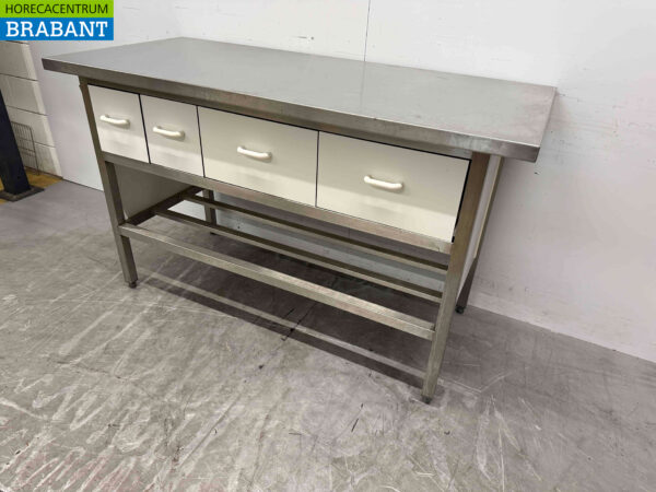 Stainless steel Worktable 160 x 70 x 87 cm with 4 drawers Catering - Image 3