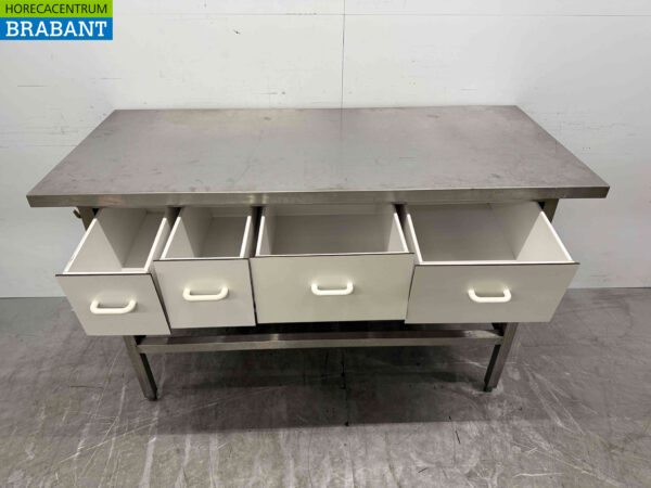Stainless steel Worktable 160 x 70 x 87 cm with 4 drawers Catering - Image 4