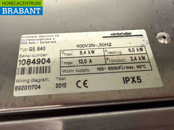Stainless steel Winterhalter GS640 Pan washer Tool washer Slide-through dishwasher Dishwasher 400V Catering - Image 5