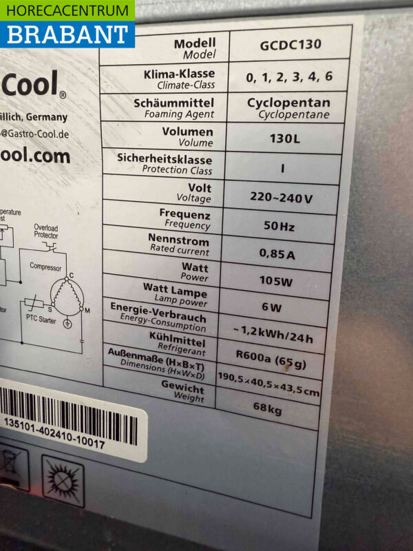 Gastro-Cool Glass Door Refrigerator Beverage Refrigerator Glass door 155 liters 230V Horeca - Image 5