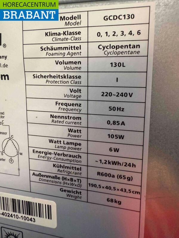 Gastro-Cool Glass Door Refrigerator Beverage Refrigerator Glass door 155 liters 230V Horeca - Image 5
