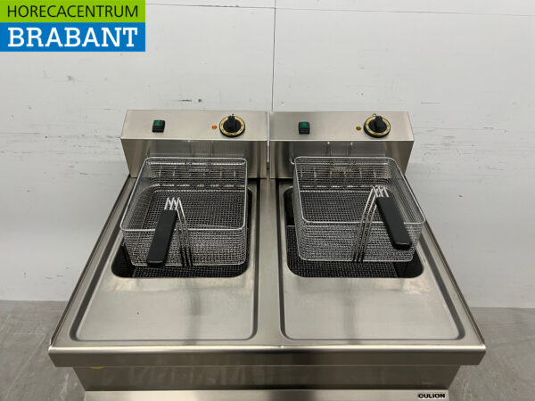 Stainless steel Cullion Mobile double fryer 2 x 17 liters 400V Horeca - Image 4
