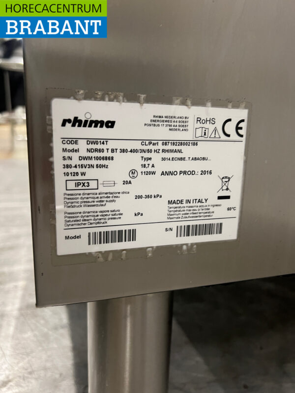 Stainless steel Rhima DR60 pass-through dishwasher 400V Catering - Image 7