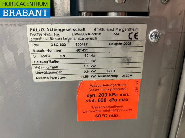 Stainless steel Palux Pass-through dishwasher 400V Horeca - Image 7