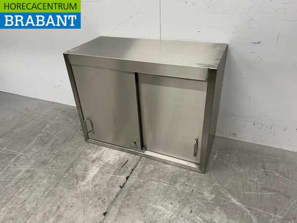 Stainless steel Wall Cabinet 2 Sliding Doors 80 cm Catering - Image 2