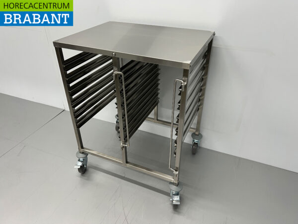 HCB stainless steel Double shelf trolley 12 x 1/1 GN gastronorm 74 cm Catering - Image 2
