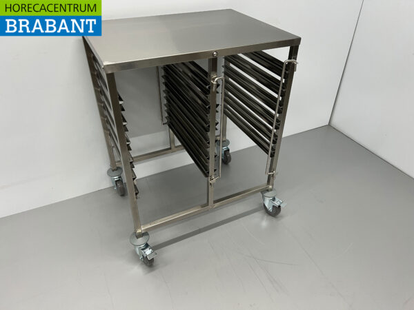 HCB stainless steel Double shelf trolley 12 x 1/1 GN gastronorm 74 cm Catering - Image 3