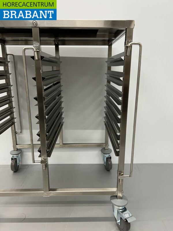 HCB stainless steel Double shelf trolley 12 x 1/1 GN gastronorm 74 cm Catering - Image 6