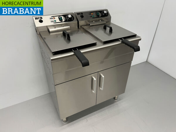 HCB Stainless Steel Double Fryer Frying 2 x 16 liters 400V Catering - Image 3