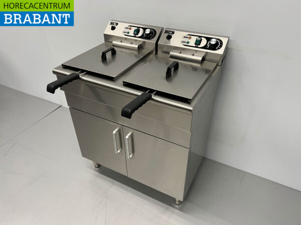 HCB Stainless Steel Double Fryer Frying 2 x 16 liters 400V Catering - Image 4