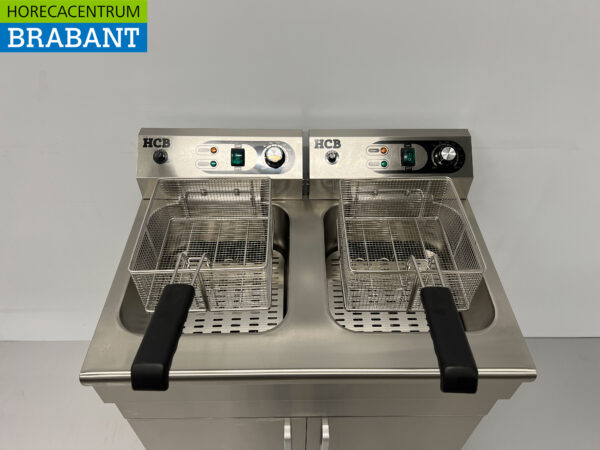 HCB Stainless Steel Double Fryer Frying 2 x 16 liters 400V Catering - Image 5